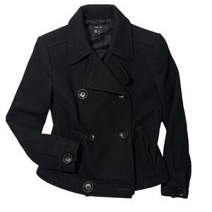 Zara Basic Women’s Black Wool Blend Winter Coat Size M Capsule Wardrobe